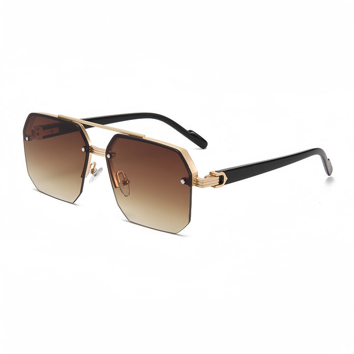Oversized Geometric Metal Rimless Sunglasses Bowlift