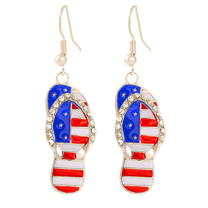Women's nan patriotic horseshoe enamel dangle earrings with star-accented design and fishhook findings Bowlift