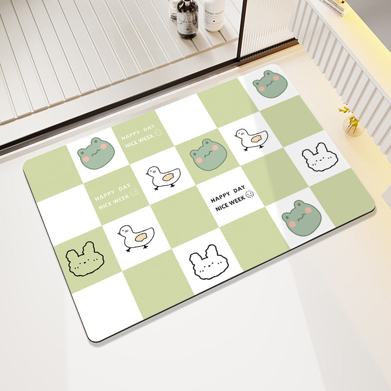 Cartoon Cat-Themed Bath Rug Bowlift