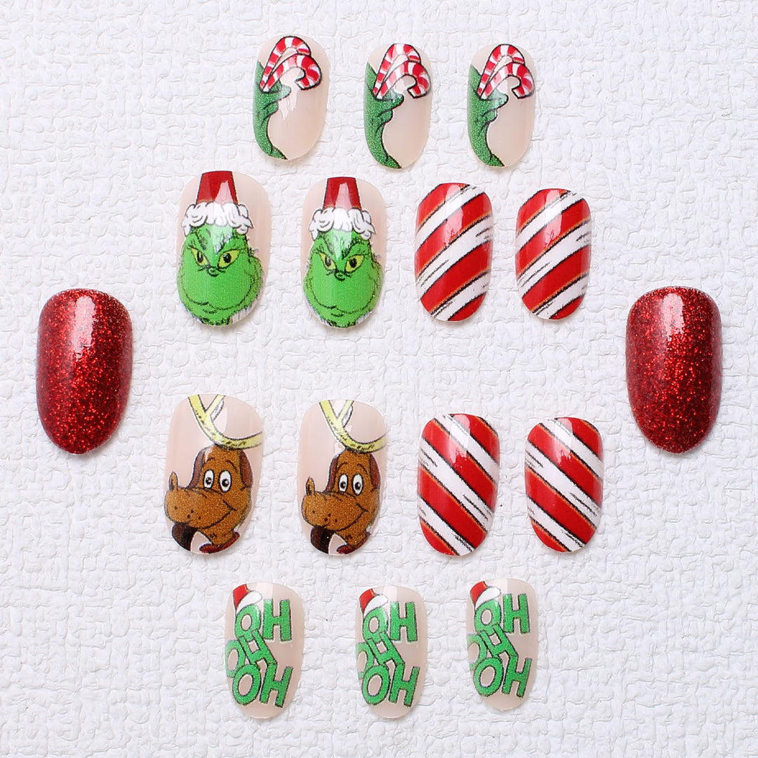 Holiday-Themed Press-On Nail Art Bowlift
