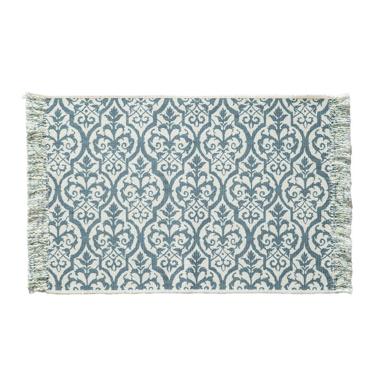 Woven decorative runner with damask jacquard and hand-fringed edge Bowlift