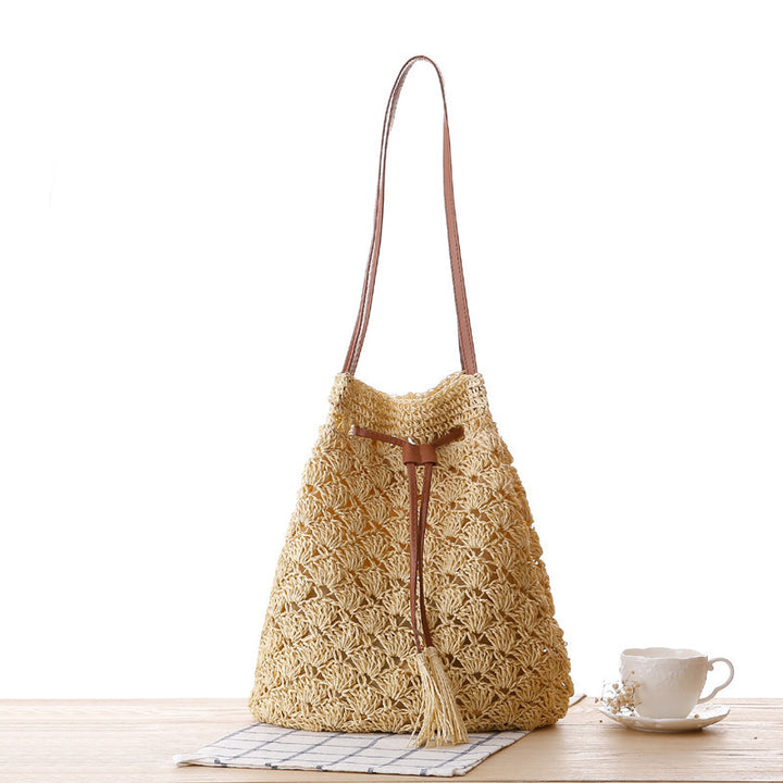 Macrame Shoulder Bag with Elegant Tassel Decoration Bowlift