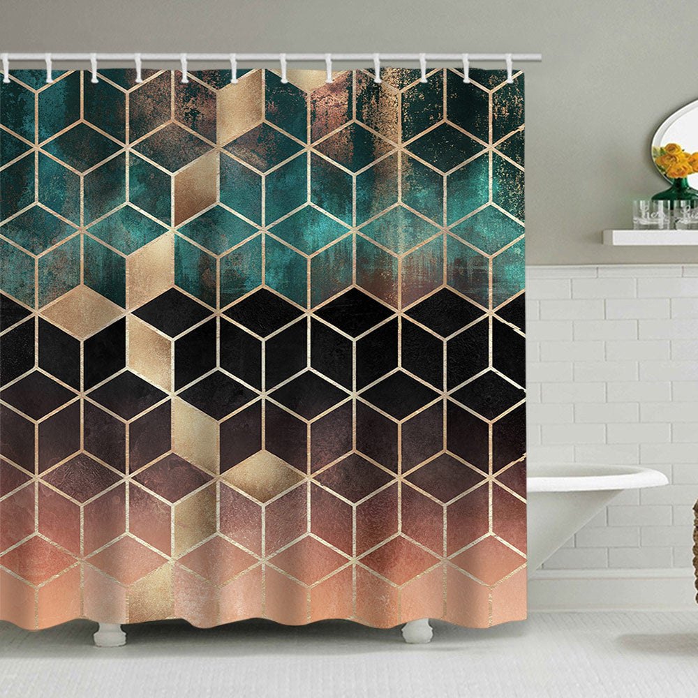 Textured Mosaic Pattern Shower Curtain Bowlift