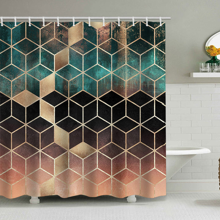 Textured Mosaic Pattern Shower Curtain Bowlift