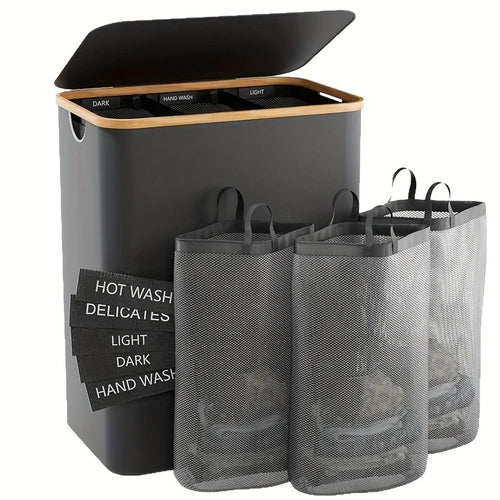 Laundry separation system with practical lid and compartments Bowlift