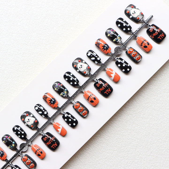 Festive Halloween-Themed Press-On Nail Set Bowlift