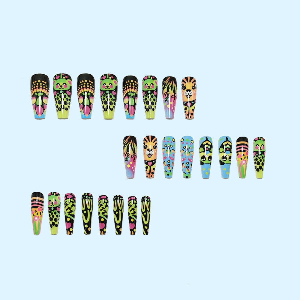 Creative artificial nails with colorful animal designs Bowlift