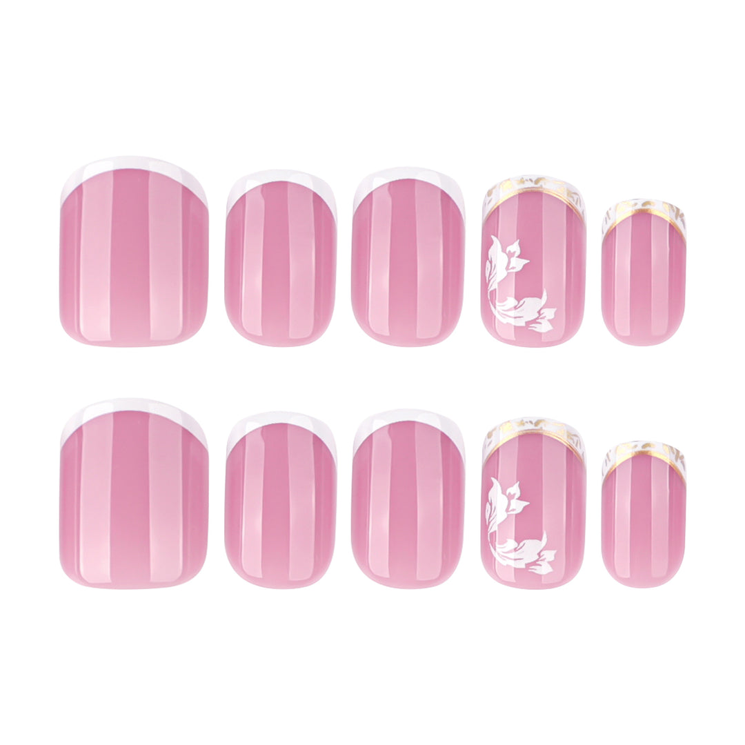 Artful nail art with elegant French tip and floral accents Bowlift