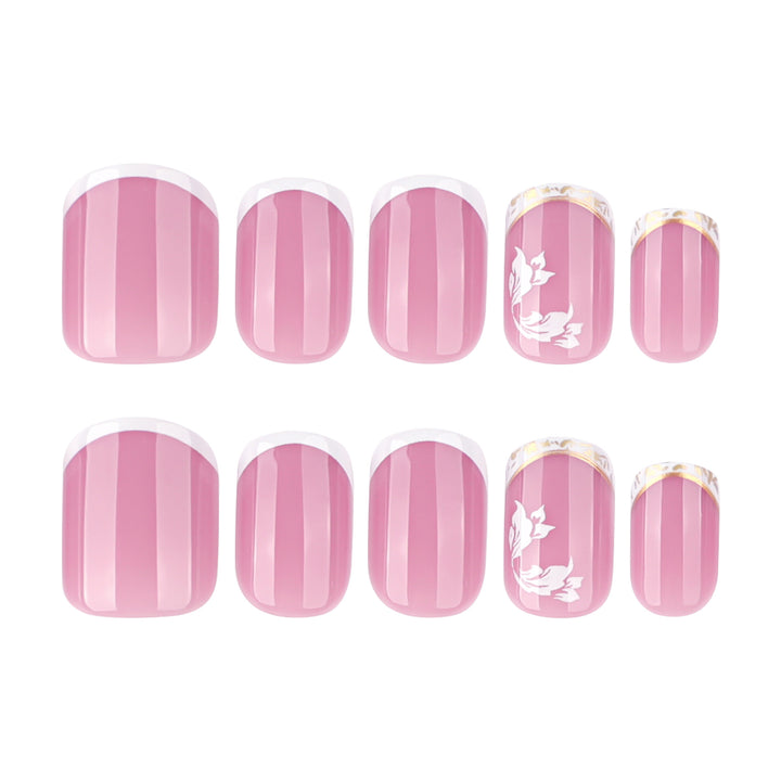 Artful nail art with elegant French tip and floral accents Bowlift