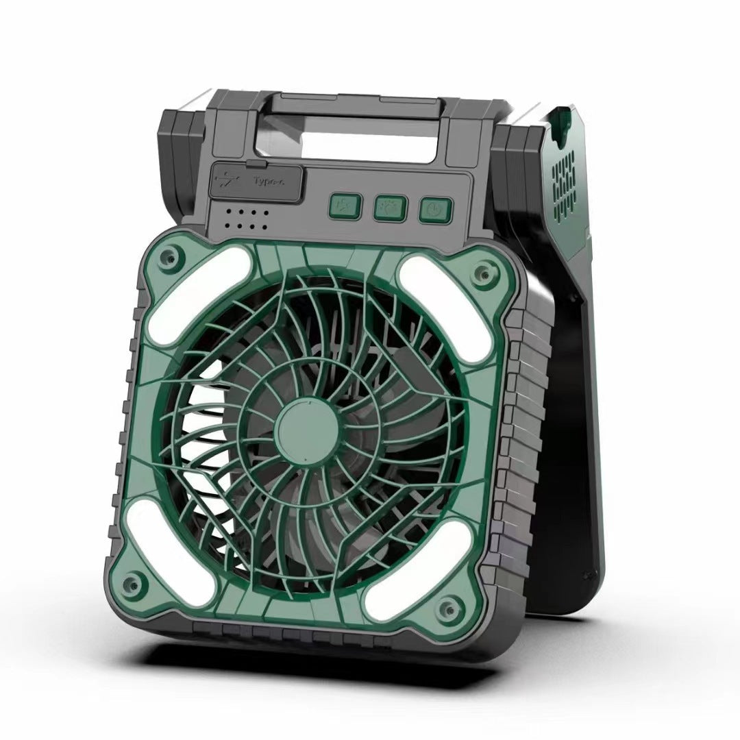 Cooling portable rechargeable rugged worksite fan with LED floodlight and USB Type-C charging Bowlift