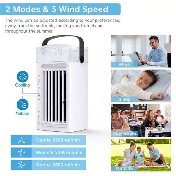 Unisex One Size Micro Desktop Evaporative Cooler with Replaceable Activated Carbon Cooling Pad USB Powered Adjustable Louvers Bowlift