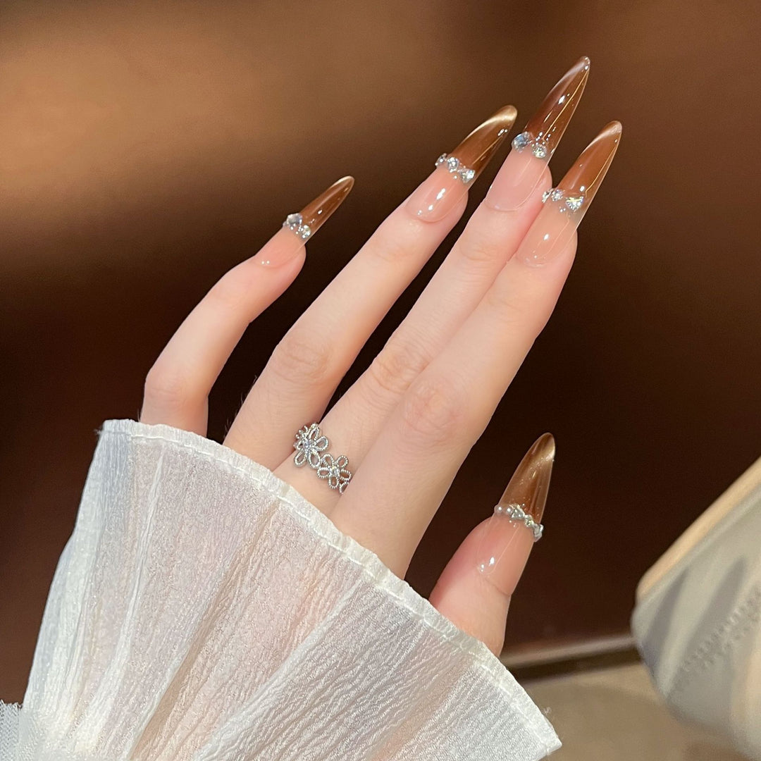 Glamorous Long Stiletto Press-On Nail Extensions Bowlift 1787316087