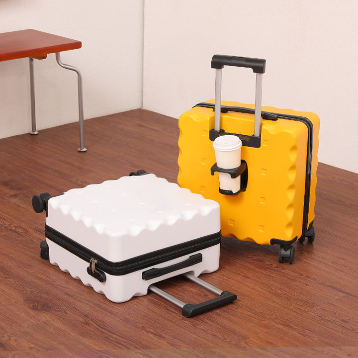 Compact Beverage Holder Rolling Suitcase Bowlift