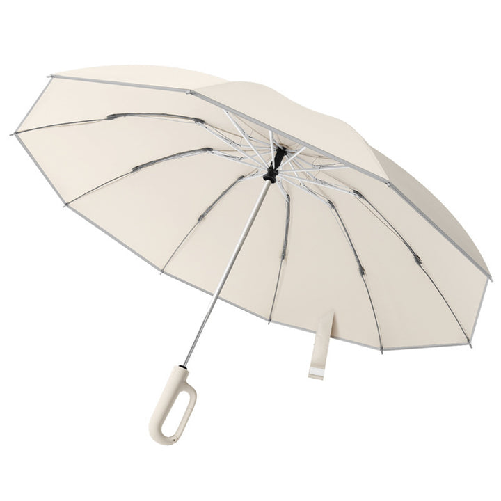 Women's elegant and windproof automatic folding umbrella with non-slip wooden handle Bowlift