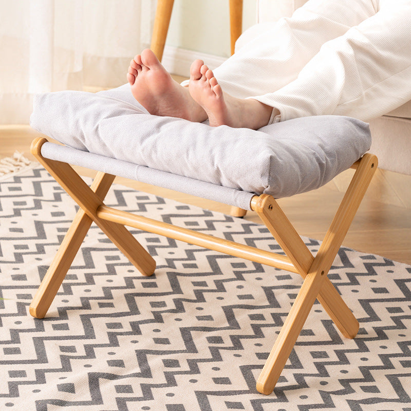 Foldable Stool With Padded Seat And Sturdy Wooden Structure Bowlift