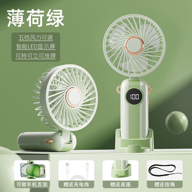 Unisex Portable Fan with Smart LED Display and Variable Speed Control Bowlift