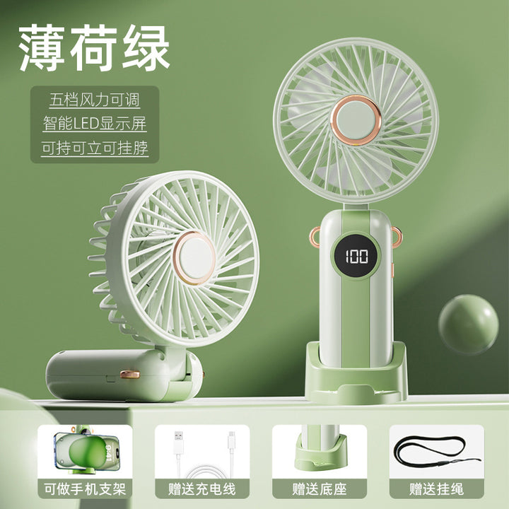 Unisex Portable Fan with Smart LED Display and Variable Speed Control Bowlift