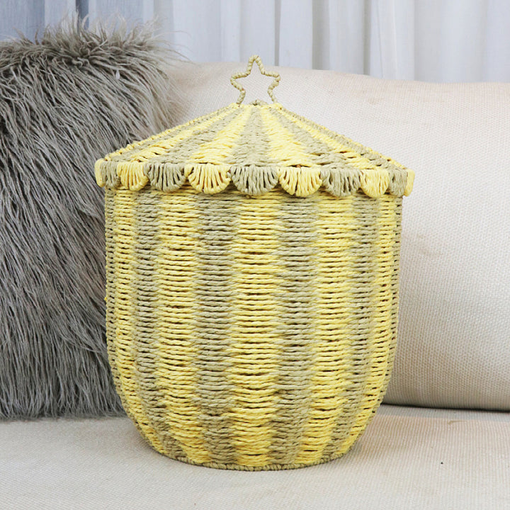 Basket with lid and decorative design Bowlift