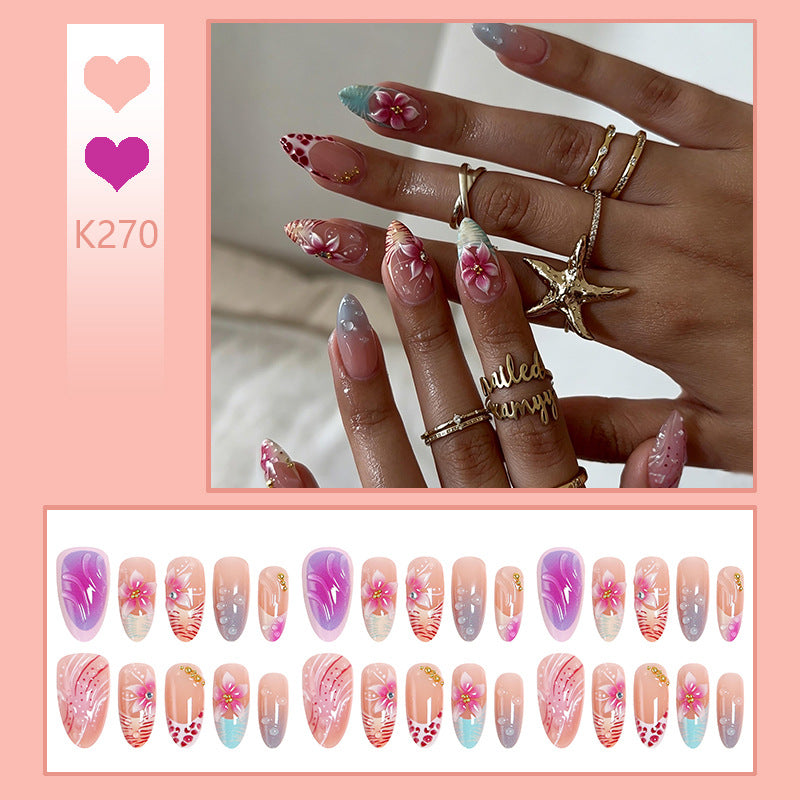 Artificial Nail Set with Floral and Glittering Accents Bowlift