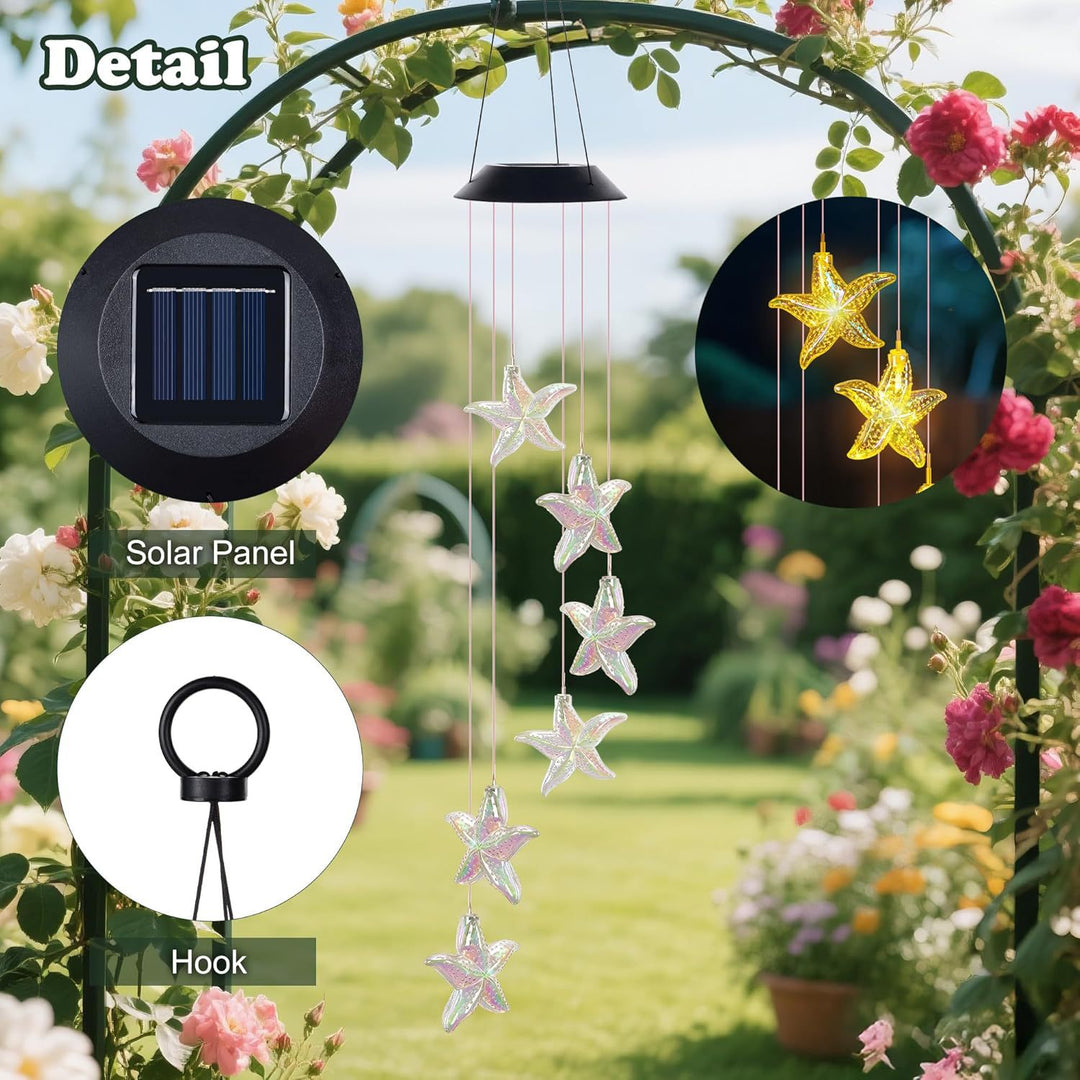 Decorative Solar LED Starfish Wind Chime Hanging Garden Light Bowlift