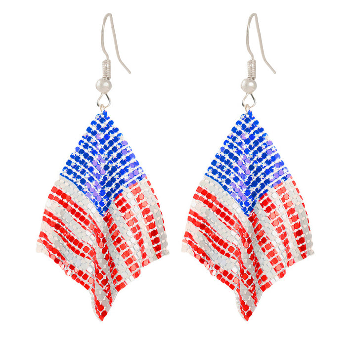 Women's nan patriotic horseshoe enamel dangle earrings with star-accented design and fishhook findings Bowlift