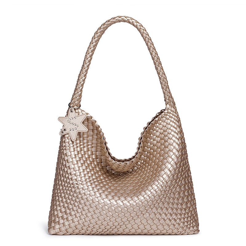 Braided Vegan Leather Hobo Handbag Bowlift