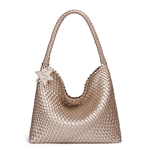 Braided Vegan Leather Hobo Handbag Bowlift