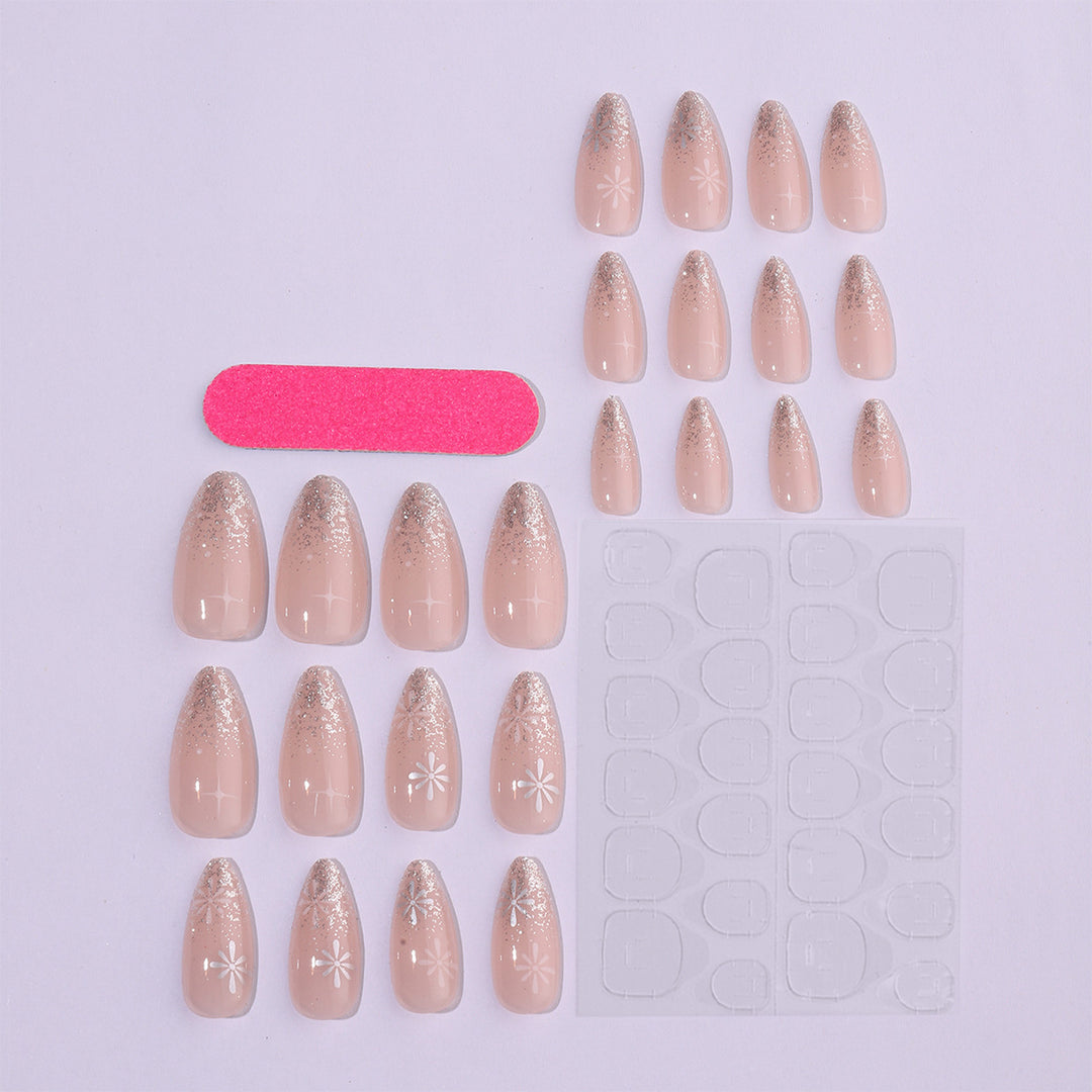 Nail art set with elegant glitter French design and artistic embellishments Bowlift