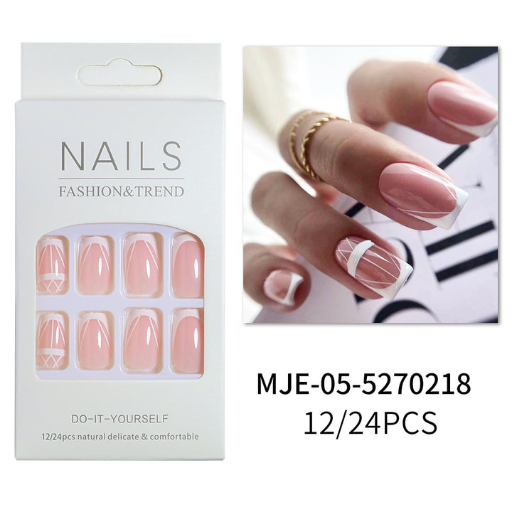 Elegant French Tip Press-On Nail Set Bowlift 1787225130