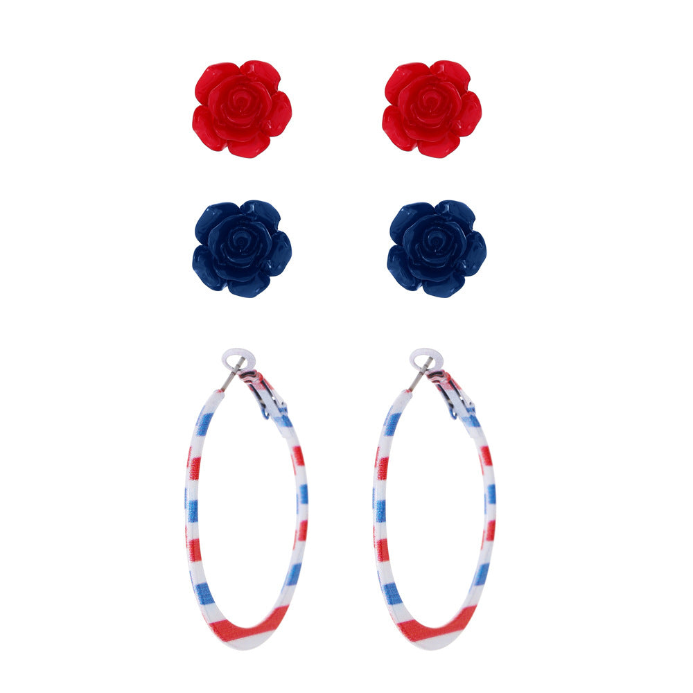 Women's nan patriotic novelty dangle hook earrings with laser-printed wooden fireworks charm Bowlift
