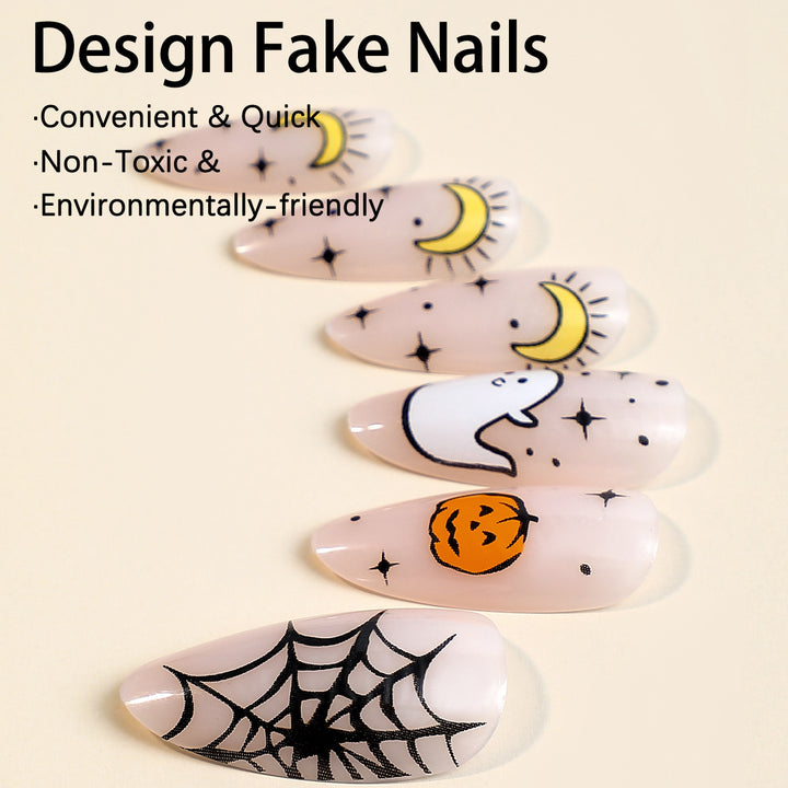 Acrylic nail set with creepy Halloween design Bowlift