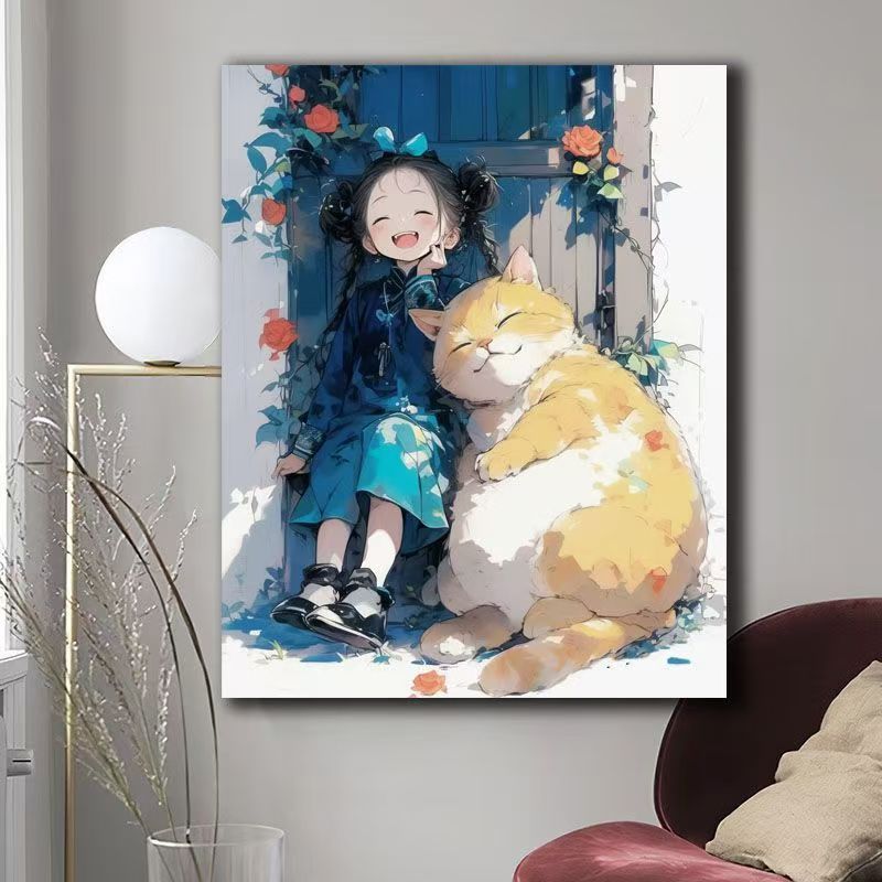 Illustrated Cat-Themed Wall Art Bowlift