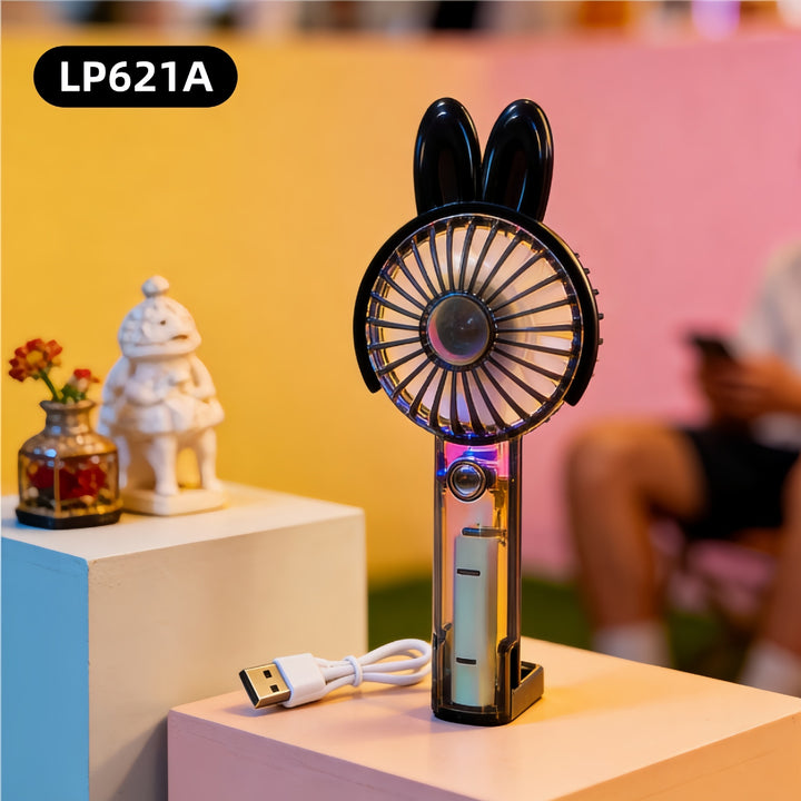 Women's Portable Hand Fan with Cute Rabbit Design Bowlift