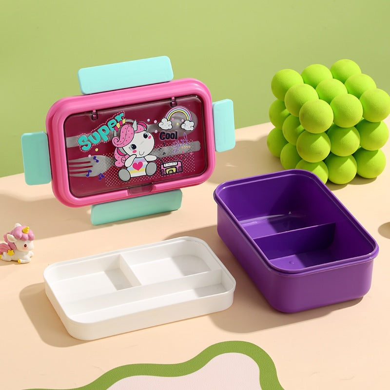 Cartoon-Themed Lunch Box with Divided Compartments