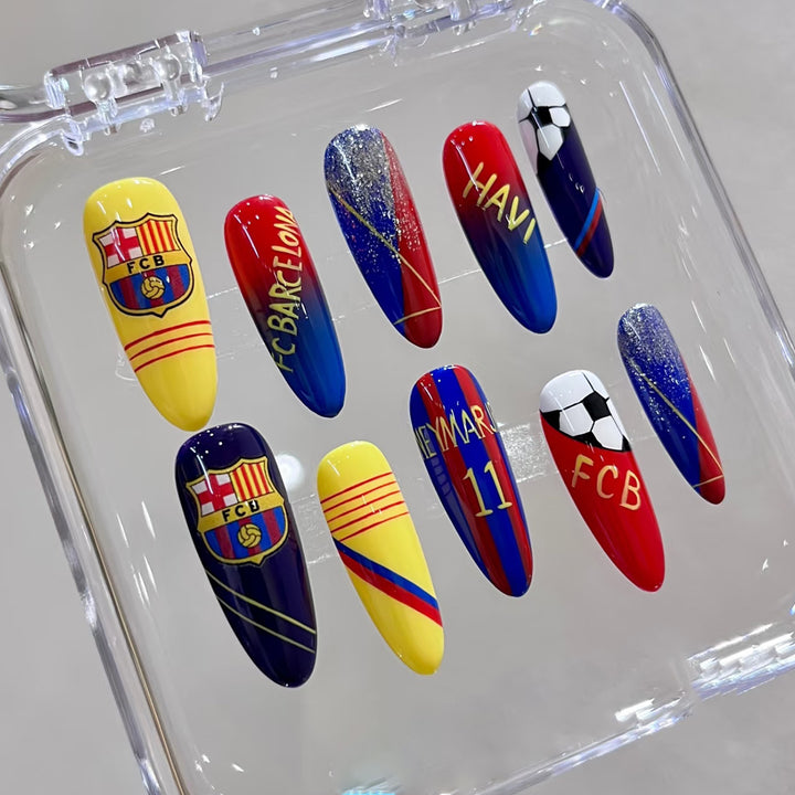 Sports-Themed Stiletto Press-On Nails Bowlift