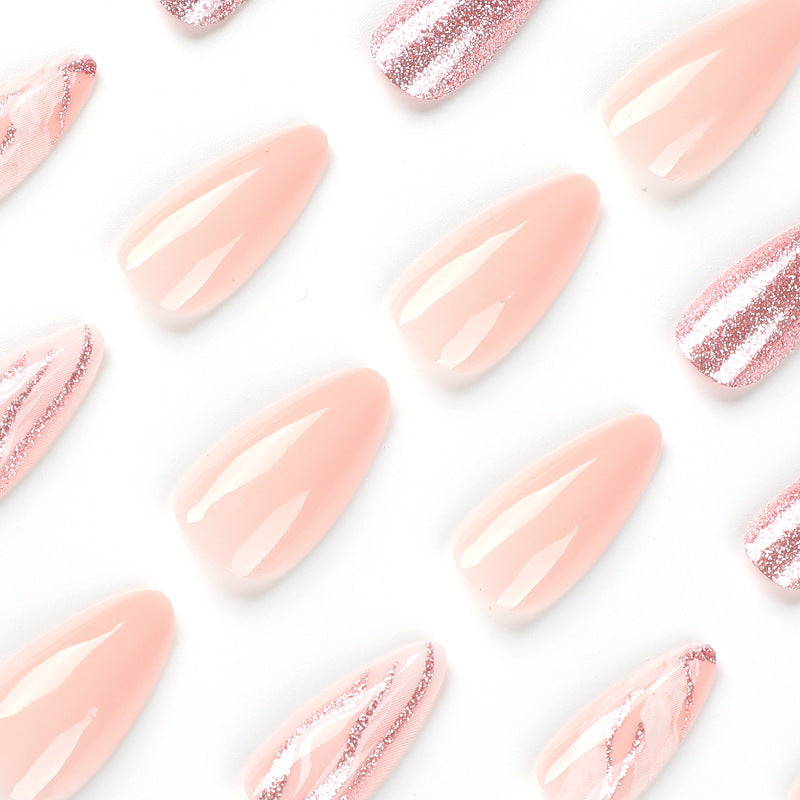 Artful Nail Extensions with Glitter and Marble Design Bowlift