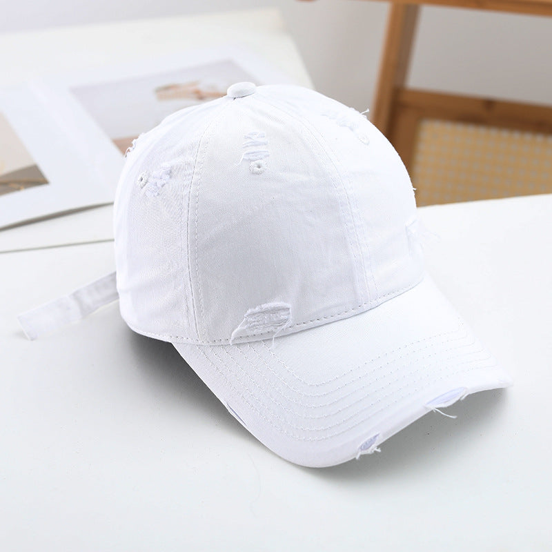 Women's fashionable destroyed baseball cap with adjustable strap Bowlift