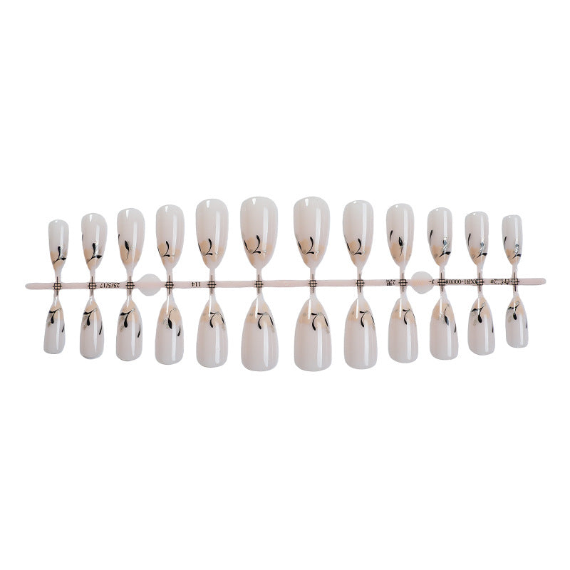 Decorative Press-On Nail Set with Artistic Floral Design Bowlift