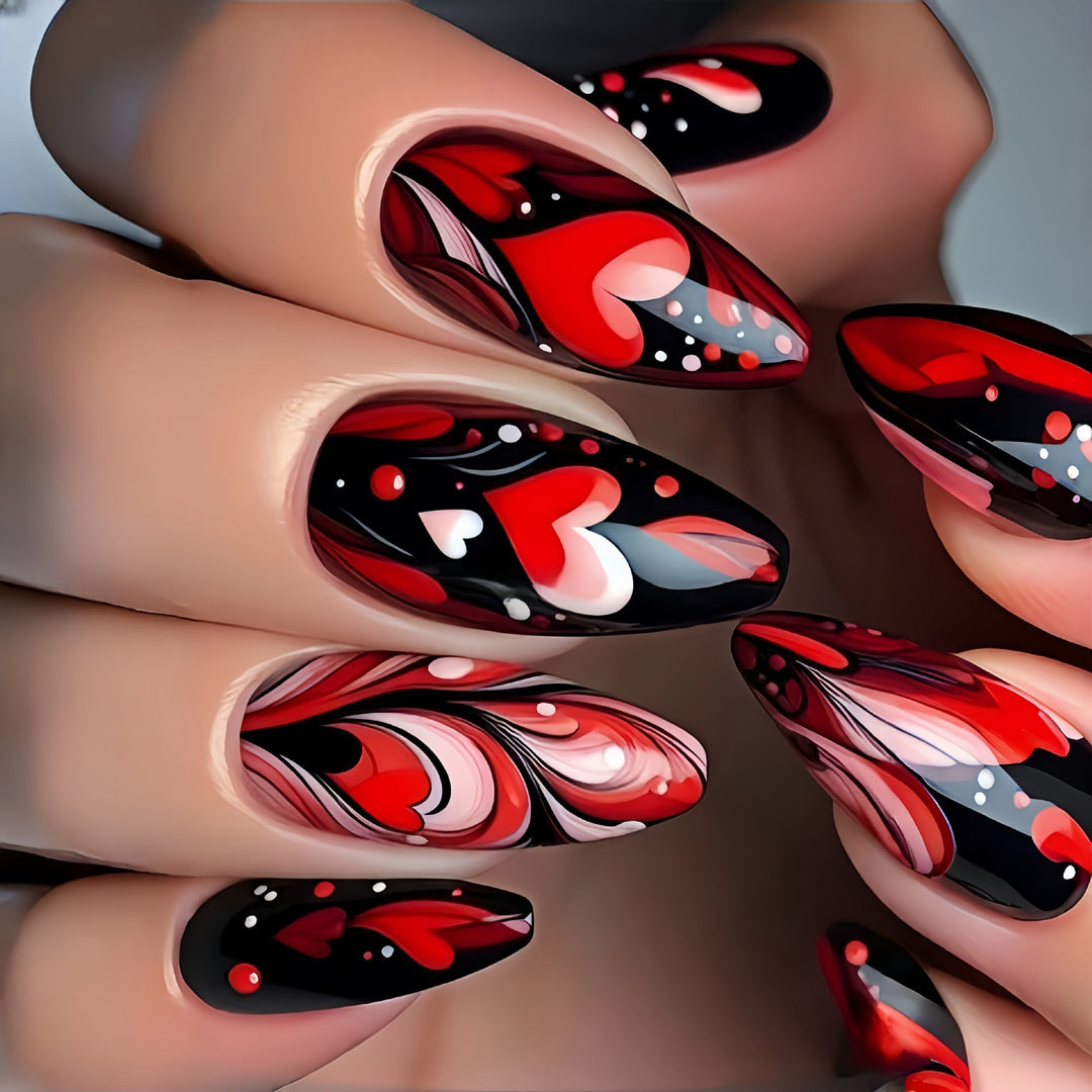 Artificial nails with Romantic Heart Design Bowlift
