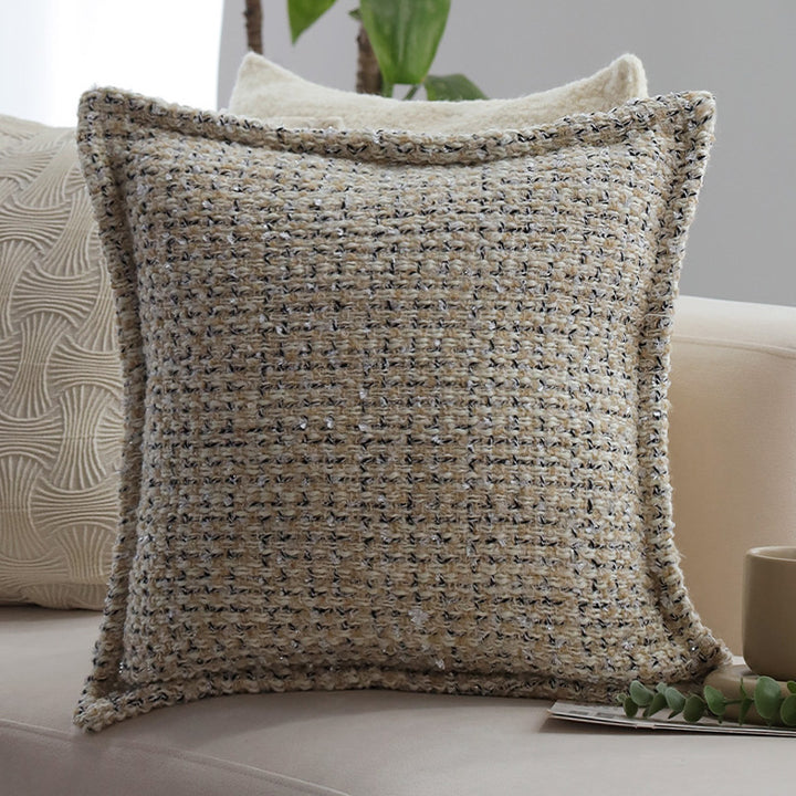 Square bouclé cushion cover with fine texture and concealed zipper Bowlift