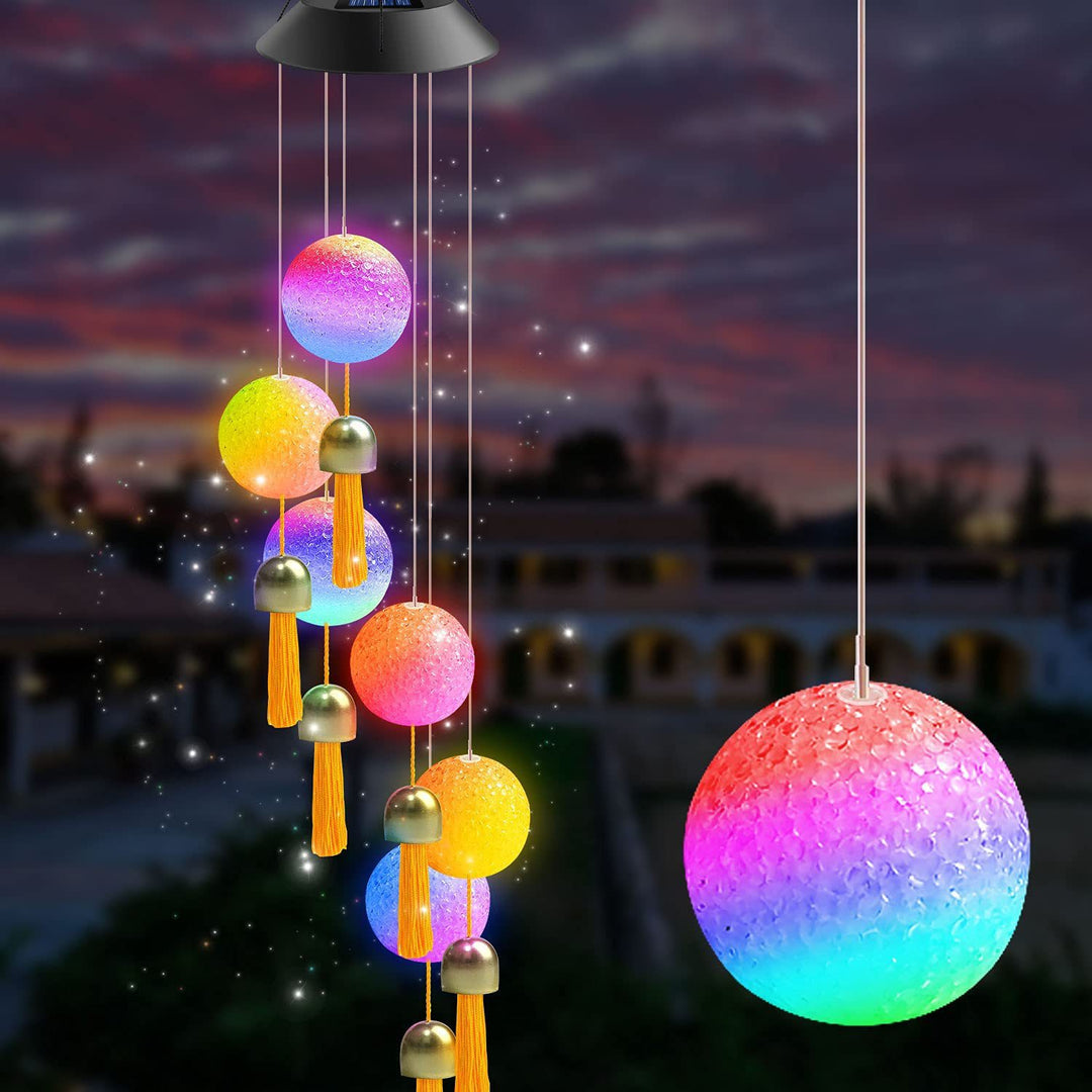 LED Solar Butterfly Wind Chime Garden Hanging Light Bowlift