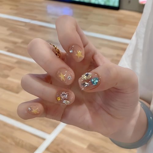 Glittering nail tips with elegant jewelry accents Bowlift