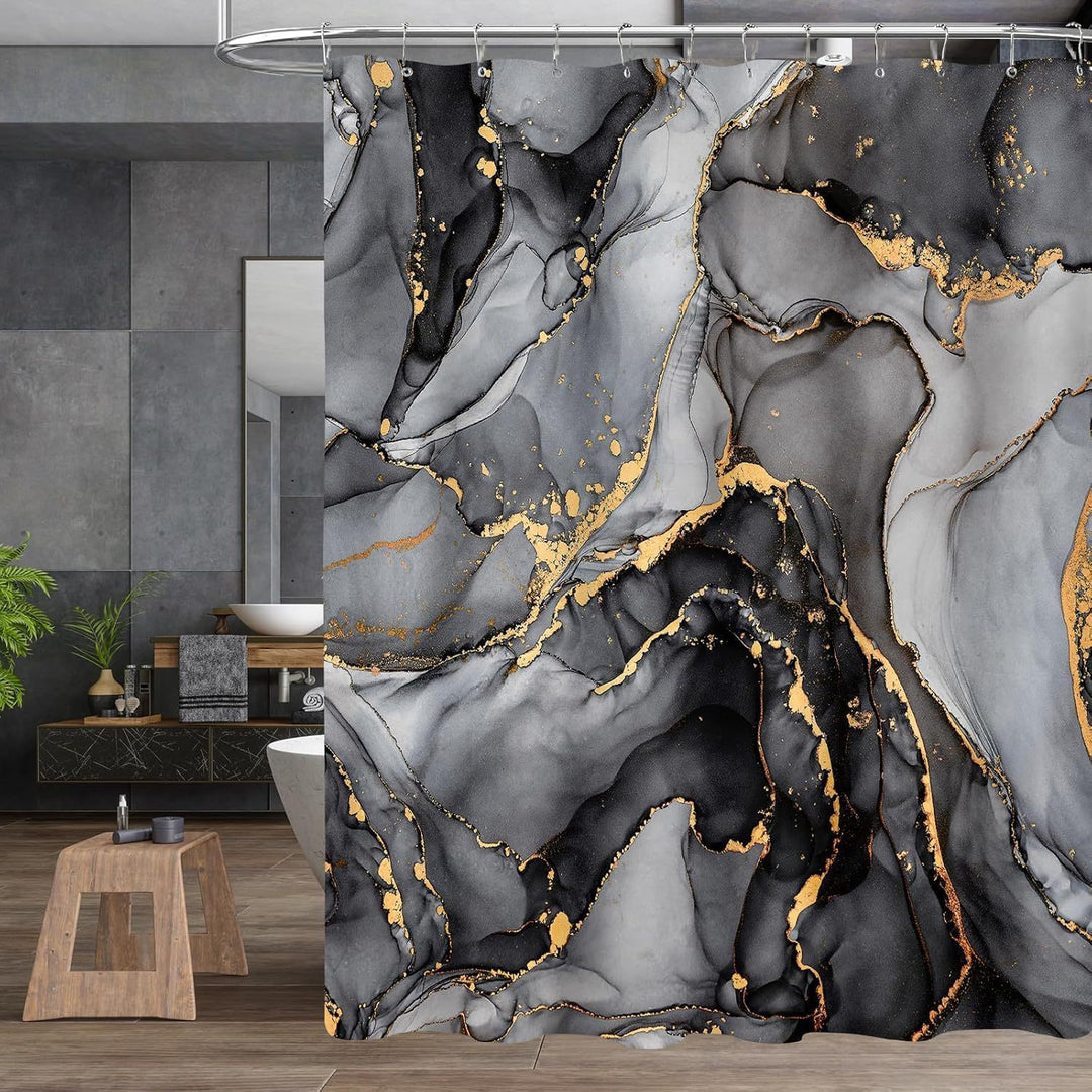Artistic Marble Texture Shower Curtain Bowlift