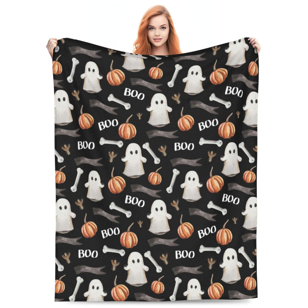 Halloween-Themed Cozy Fleece Blanket