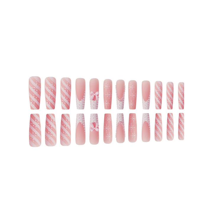 Decorative Press-On Nail Art with Pearl and Bow Accents Bowlift