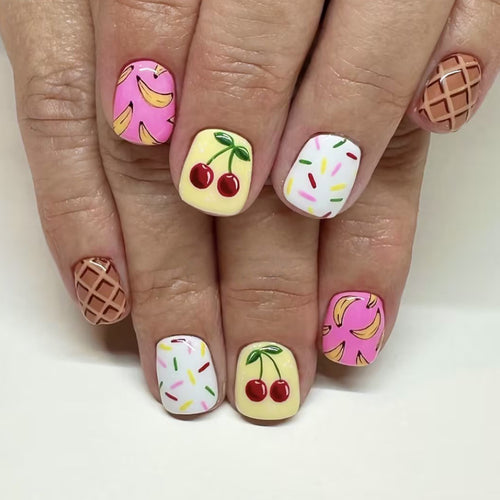 Fun Fruit-Themed Press-On Nail Art Set Bowlift