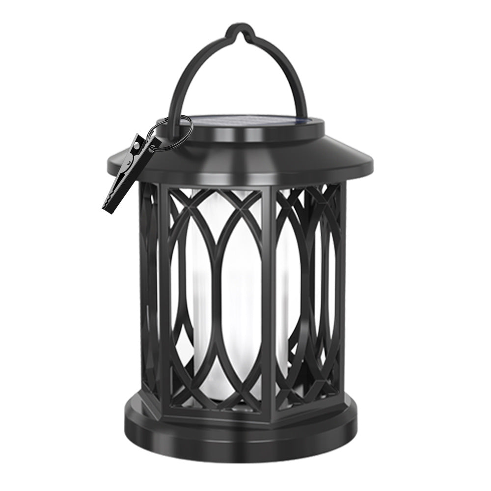Decorative Solar Hanging Lantern With Metal Lattice Panels Bowlift