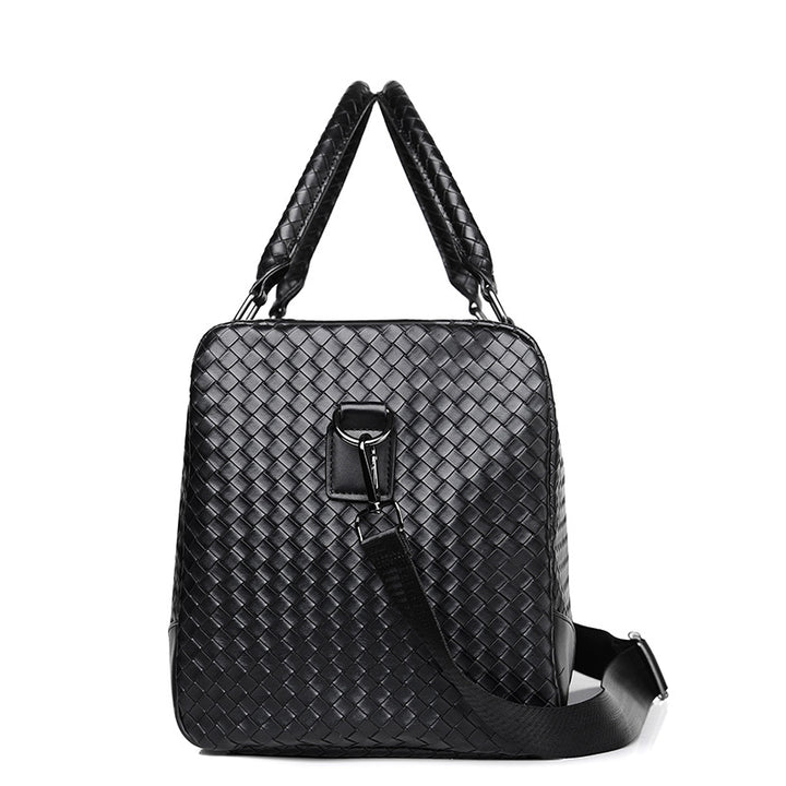 Premium Woven Leather Weekender Bag Bowlift