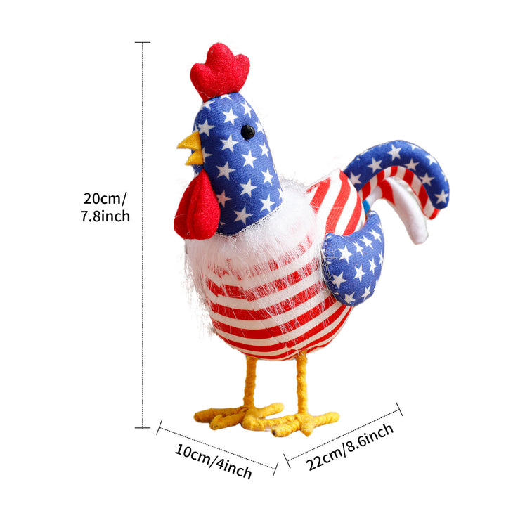 Unisex standing fabric figure rooster with padded stuffing and star stripe pattern Bowlift