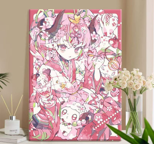 Whimsical Anime-Themed Canvas Art Print Bowlift